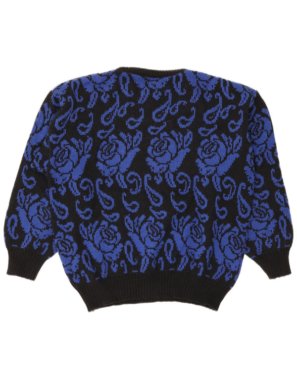 S.Oliver Pull surdimensionné à col bateau pour femme UK 10 Petit motif floral noir