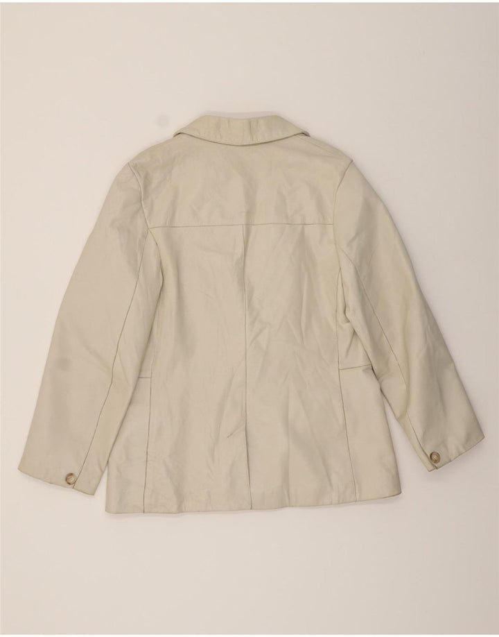 VINTAGE Womens Leather Jacket IT 48 XL Off White Leather Vintage Vintage and Second-Hand Vintage from Messina Hembry 