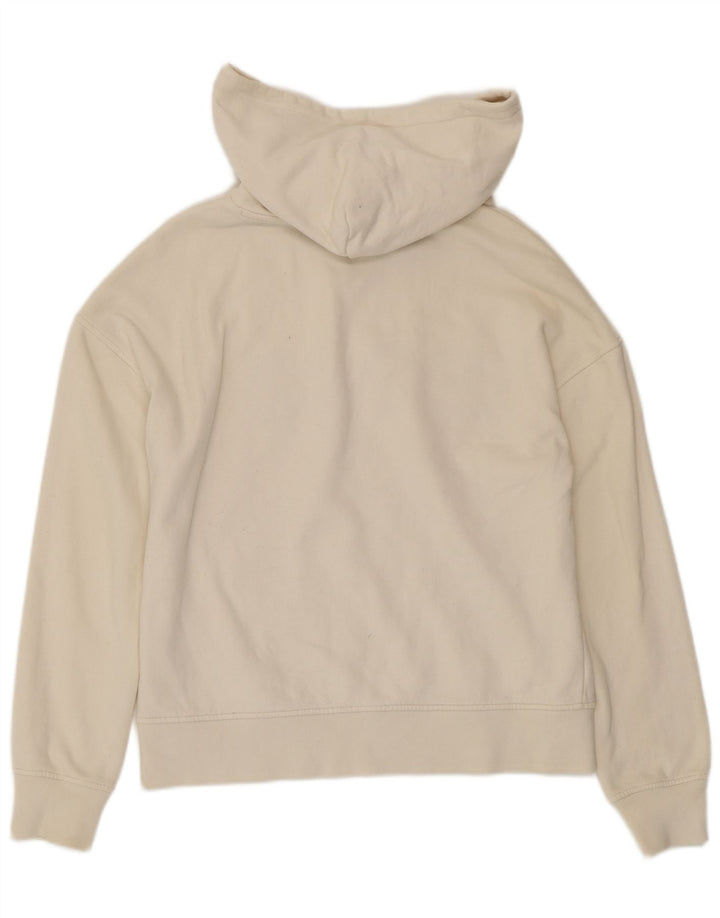 HUGO BOSS Pull à capuche surdimensionné graphique pour femme UK 10 Small Blanc cassé