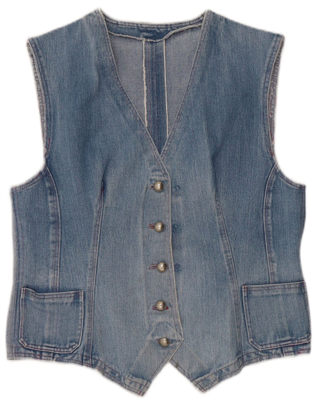 gilet en denim femme vintage UK 14 Bleu moyen