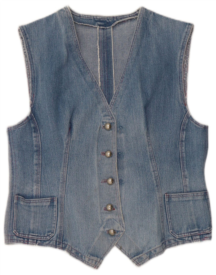 gilet en denim femme vintage UK 14 Bleu moyen