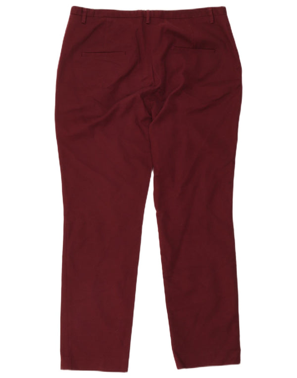 Zara Pantalon Chino Slim Taille Haute Femme EU 44 XL W34 L28 Bordeaux