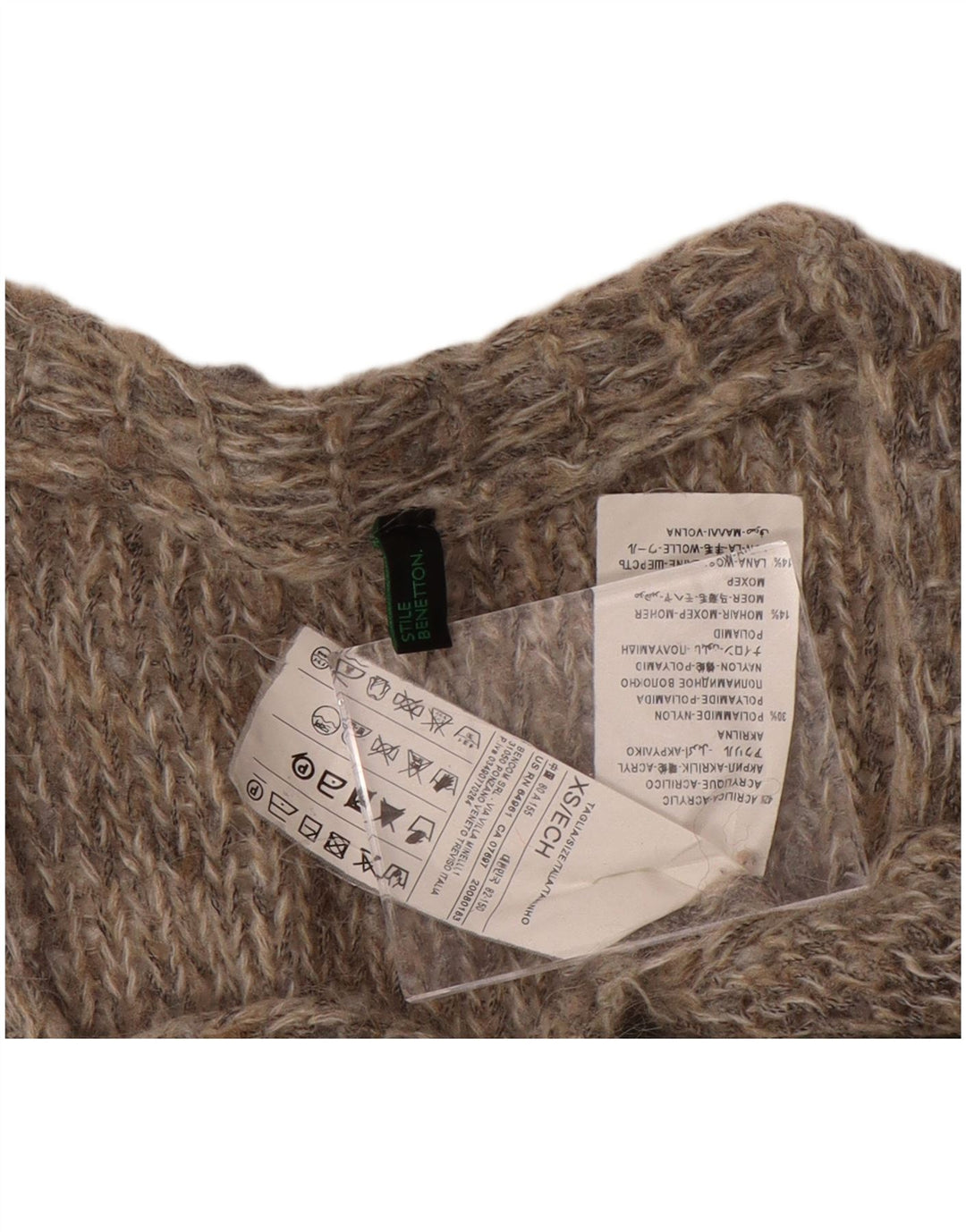 BENETTON Pull Cardigan Oversize Femme UK 6 XS Gris Acrylique