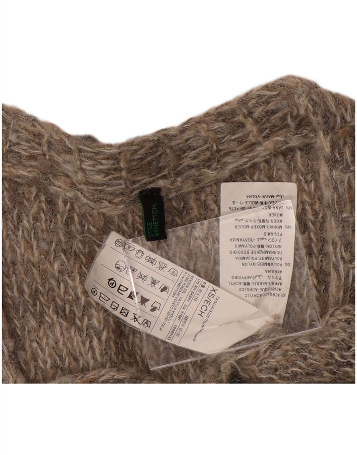 BENETTON Pull Cardigan Oversize Femme UK 6 XS Gris Acrylique