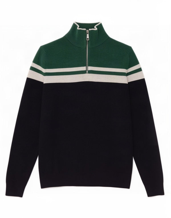 Marks & Spencer Pull à col zippé pour homme Small Bleu marine Colourblock
