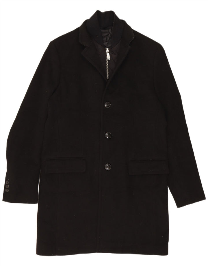 Zara Manteau Homme UK 38 Moyen Noir Polyester