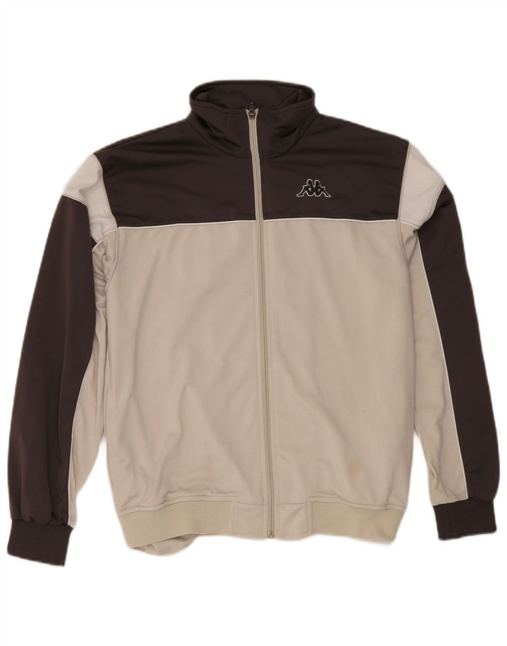Kappa Veste de survêtement pour homme Petit polyester blanc cassé colour block
