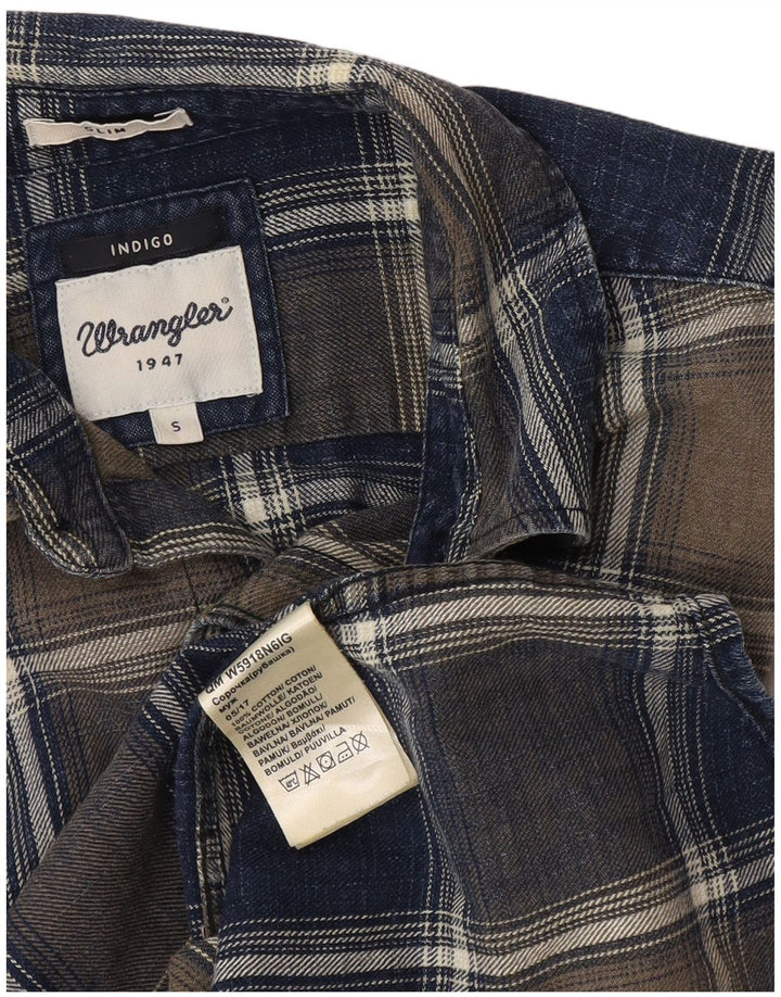 Wrangler Chemise fine en flanelle à carreaux indigo pour homme Petit carreaux bleu marine
