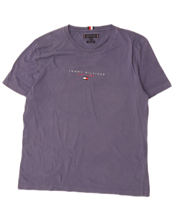 Tommy Hilfiger T-shirt graphique pour homme XL Violet Coton