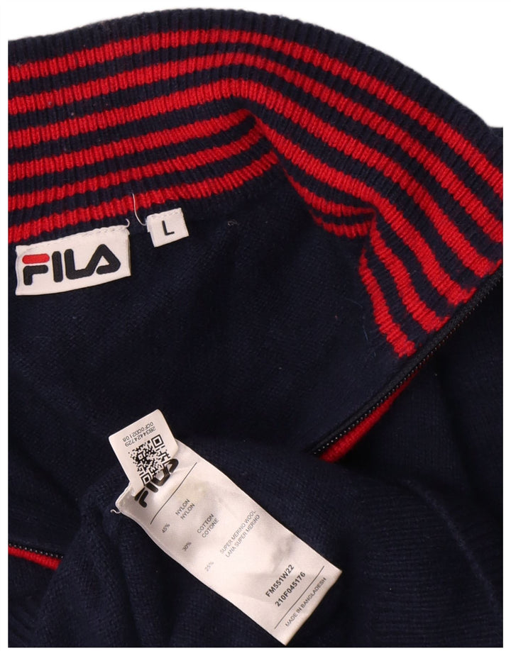 Fila Pull à col zippé pour homme en nylon bleu marine Taille L
