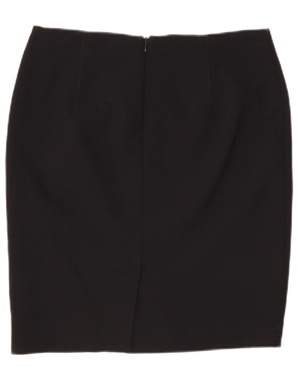 VINTAGE Jupe crayon femme UK 10 Petit W29 Polyester Noir