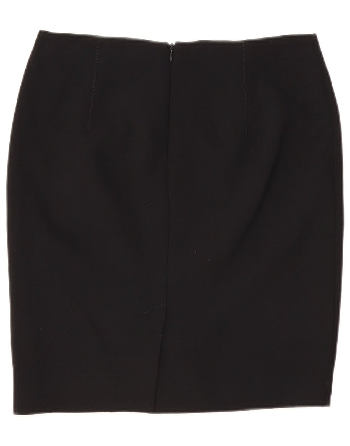 VINTAGE Jupe crayon femme UK 10 Petit W29 Polyester Noir