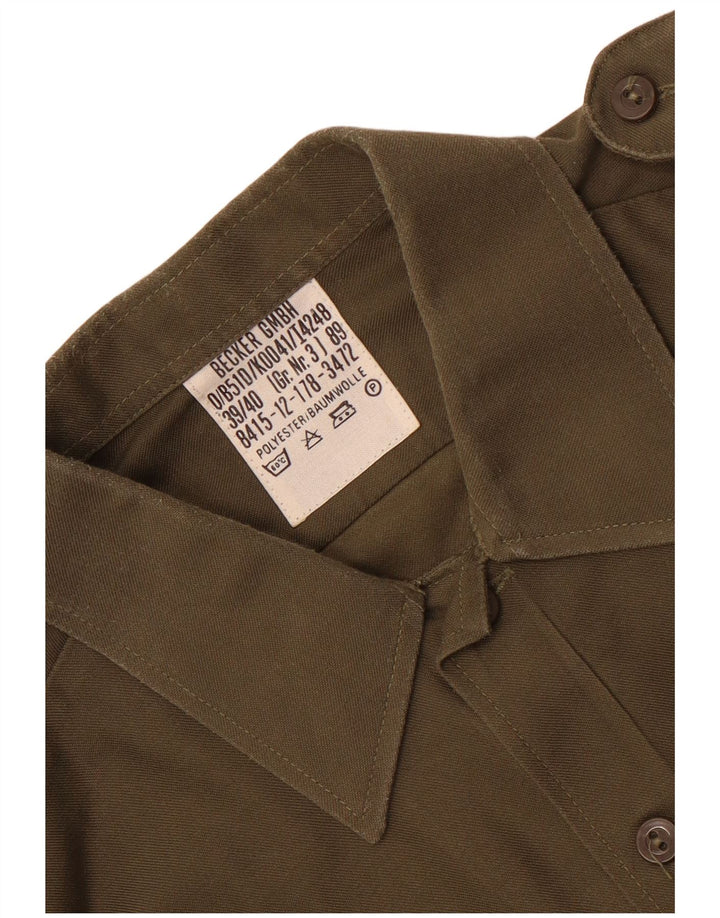 Chemise militaire vintage pour hommes Taille 39/40 Polyester kaki moyen