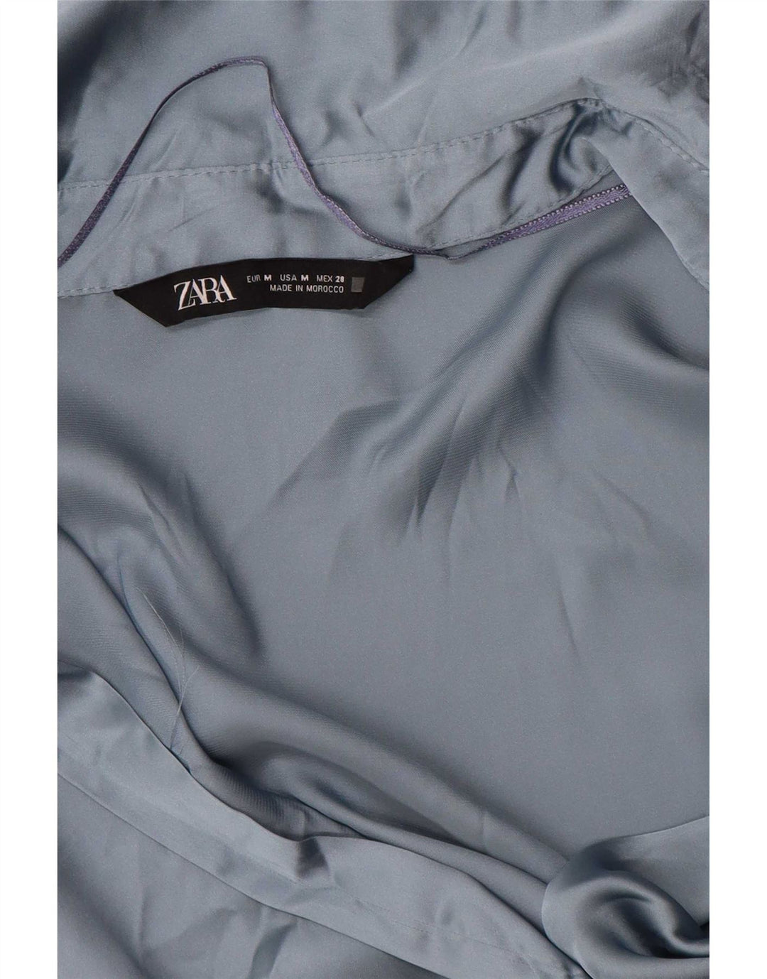 Zara Femme Chemise Chemisier UK 44 Bleu Moyen Polyester