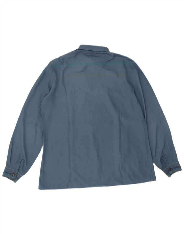 Chemise pull femme vintage IT 48 XL Polyester rayé bleu