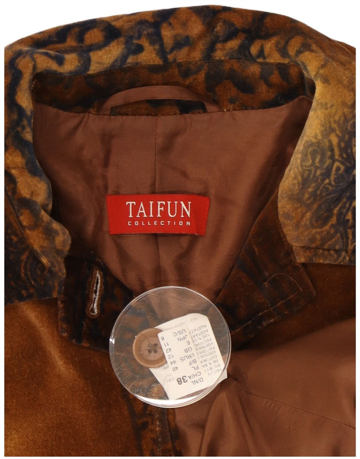 Taifun Veste blazer en velours à 4 boutons pour femme UK 12 Marron moyen Paisley