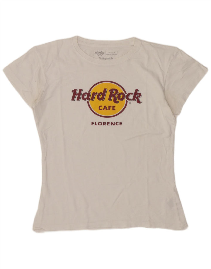 Hard Rock Cafe Florence T-shirt graphique pour femme UK 12 Blanc moyen