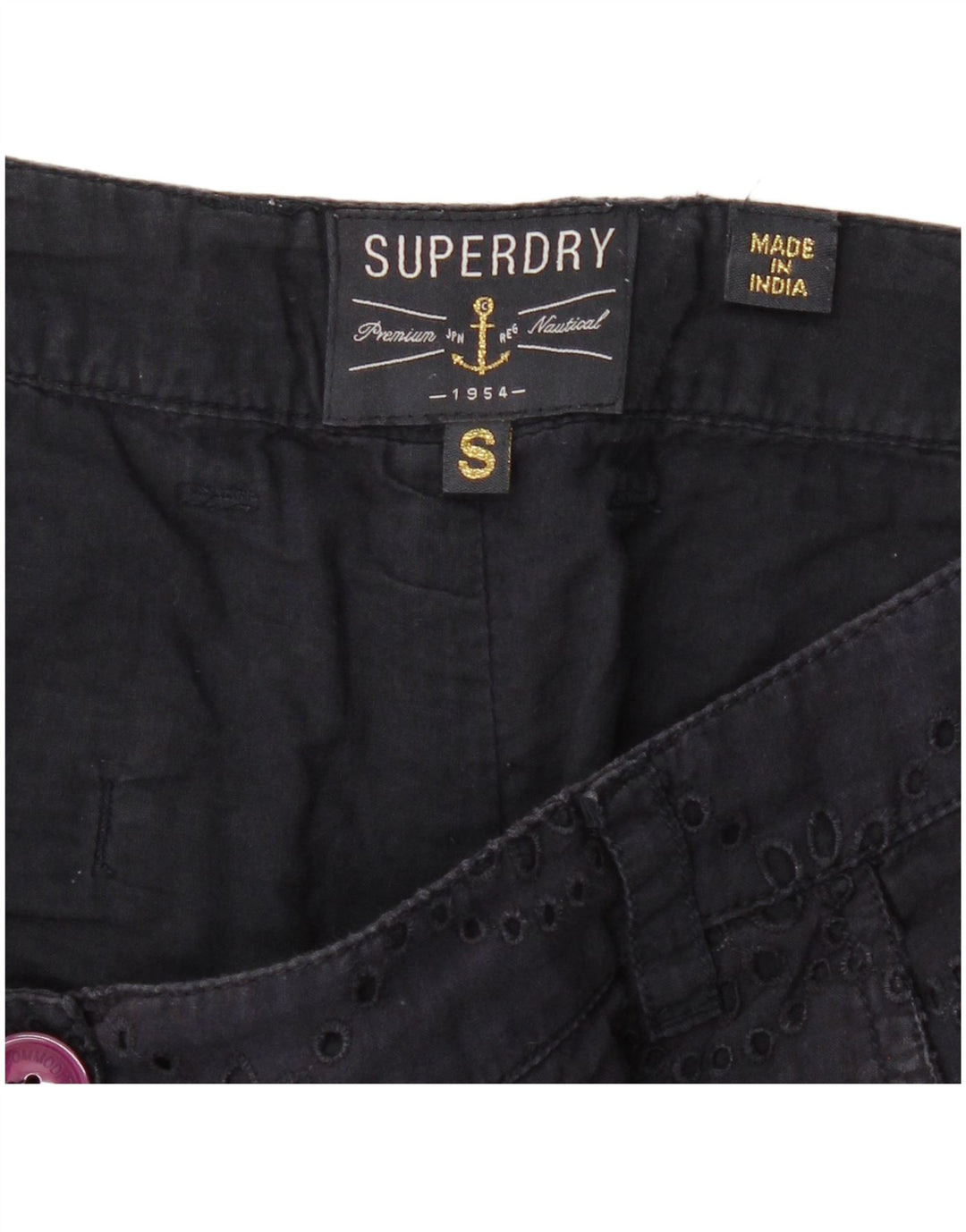 Superdry Pantalon Chaud Femme Petit W27 Bleu Marine Floral