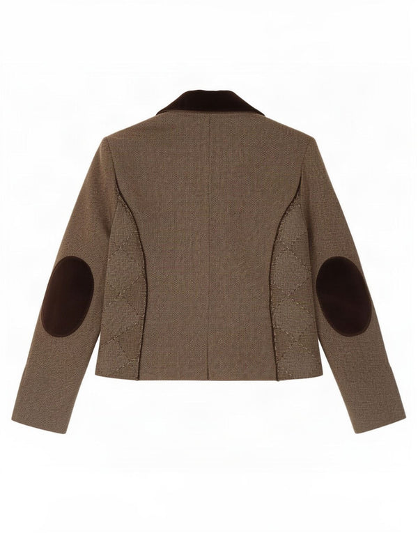 Marella Veste Blazer Ouverte Femme UK 14 Grande Laine Colorblock Gris