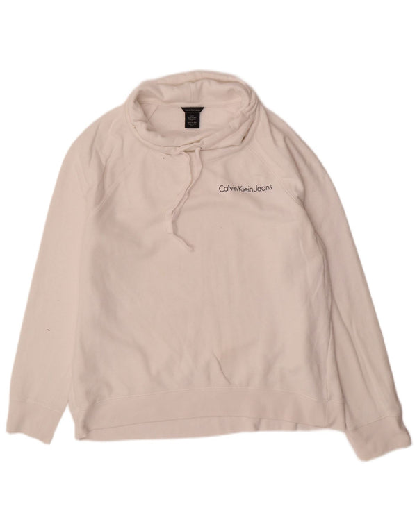 Calvin Klein Jeans Womens Sweatshirt Jumper UK 16 Large White Cotton