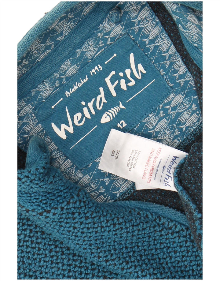 WEIRD FISH Sweat-shirt à col zippé pour femme UK 12 Bleu moyen Coton