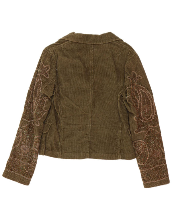 P.A.R.O.S.H. Veste Blazer 3 Boutons Femme UK 10 Petit Kaki Paisley