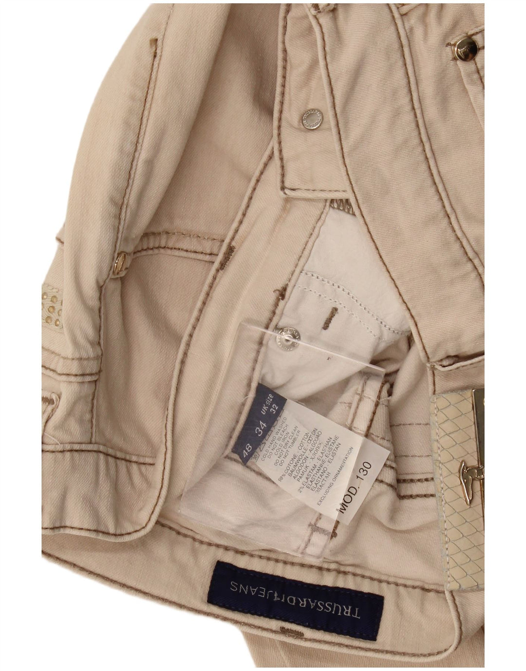 Trussardi Jean Droit W32 L32 Beige Coton Femme