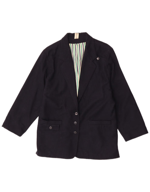 vintage Femme 3 Bouton Blazer Veste UK 16 Grand Bleu Marine