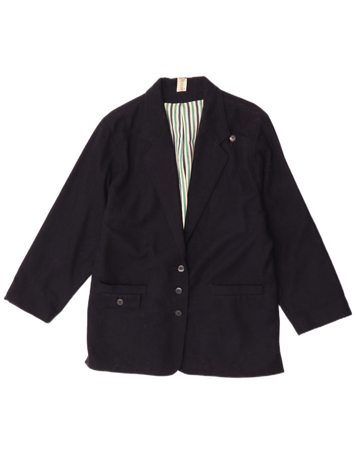 vintage Femme 3 Bouton Blazer Veste UK 16 Grand Bleu Marine