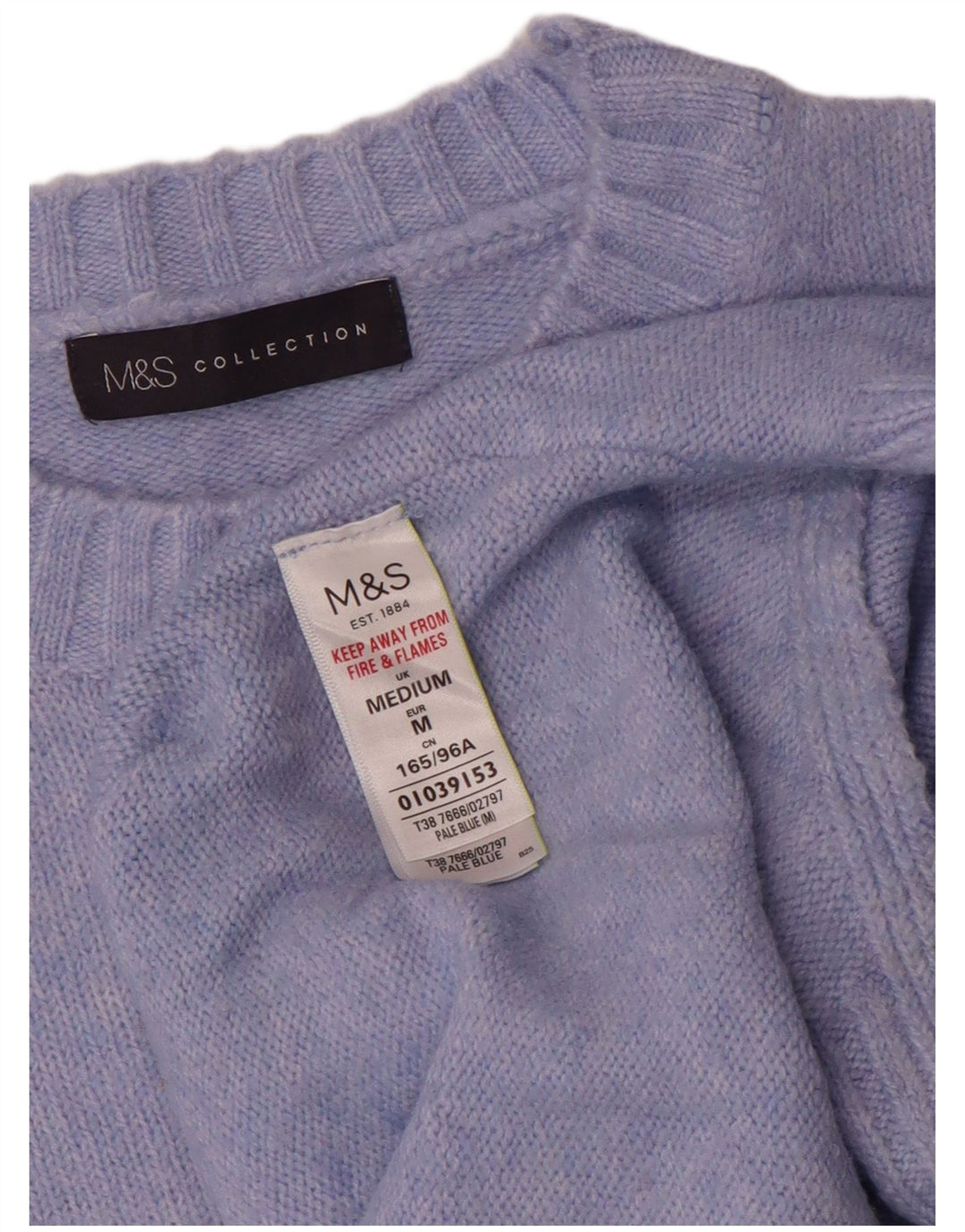 Marks & Spencer Pull ras du cou pour femme UK 14 Bleu moyen Acrylique