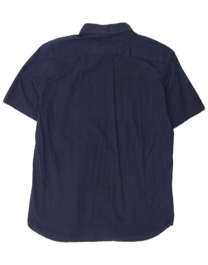 French Connection Chemise à Manches Courtes Homme Large Bleu Marine Moucheté Coton
