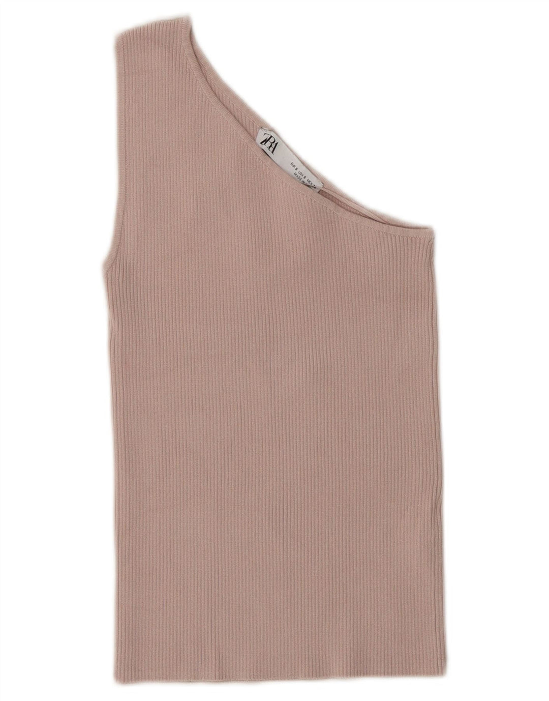 Zara Femme Haut Court Une Épaule UK 8 Petite Viscose Rose