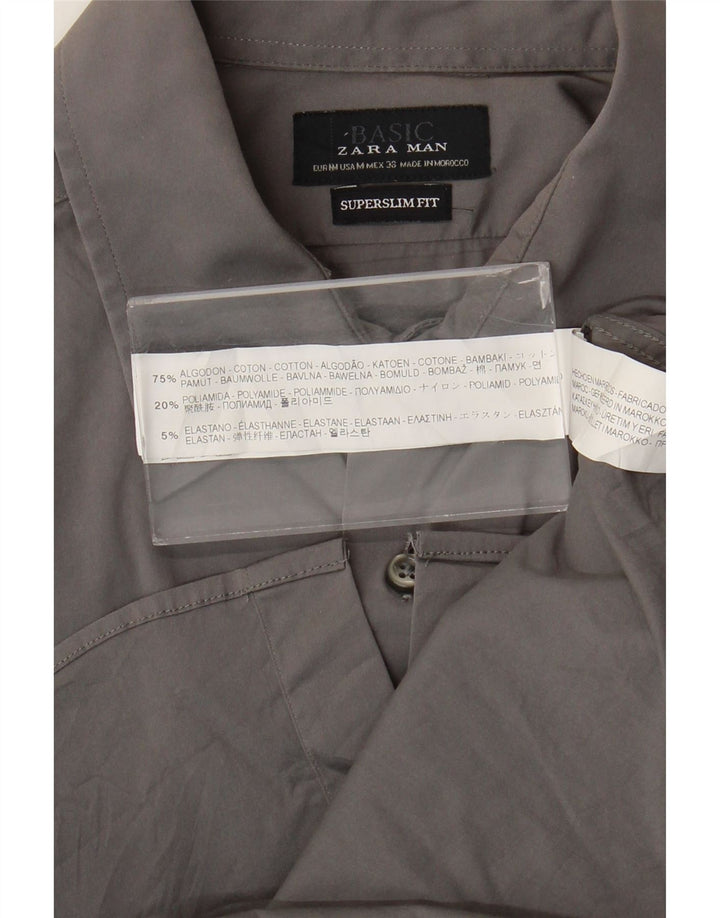 Zara Chemise Super Slim Fit Homme Gris Moyen Coton