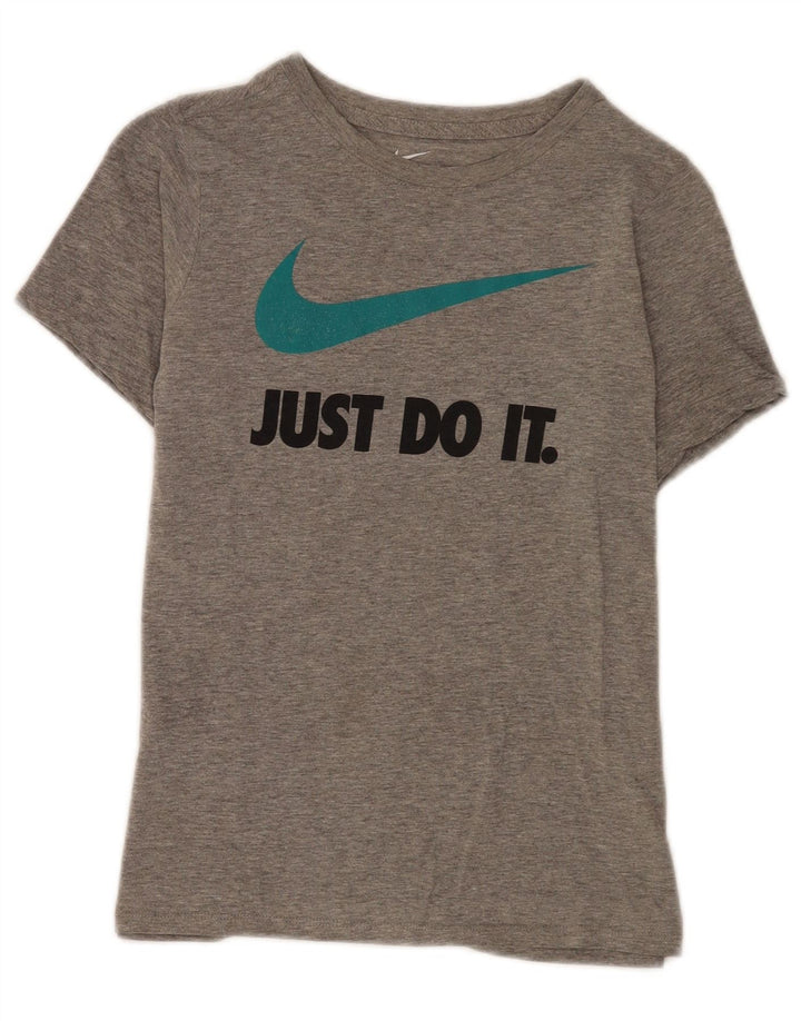 Nike Garçons Athletic Fit Graphic T-Shirt Top 9-10 ans Gris Moyen Moucheté