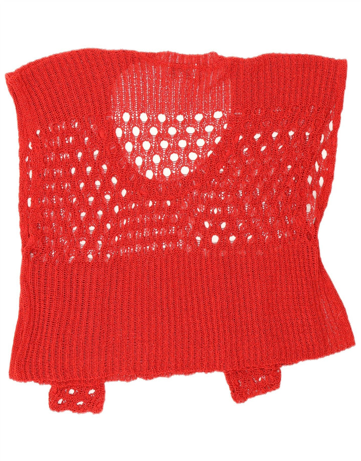 vintage Femmes Surdimensionné Crop Top UK 2 2XS Rouge