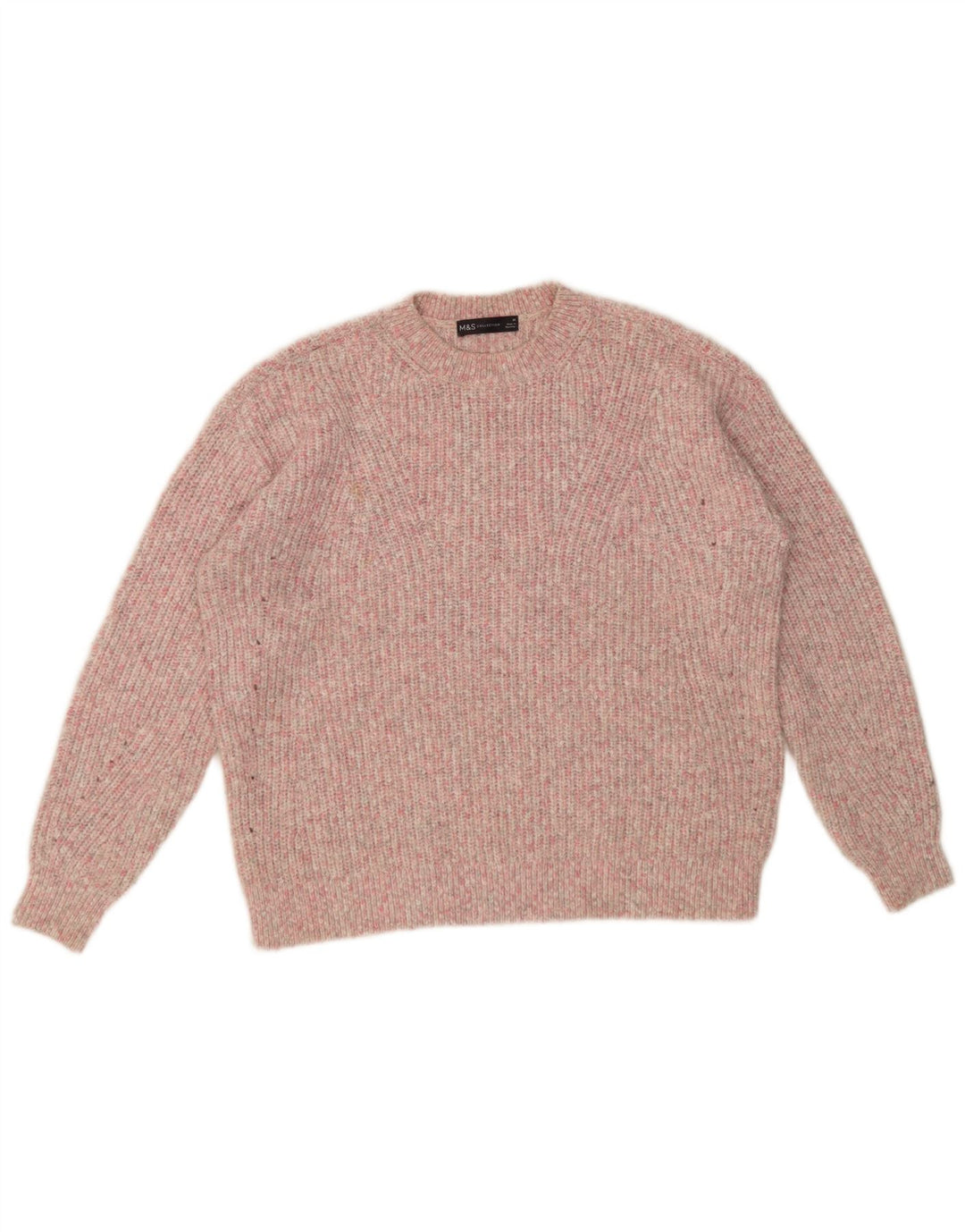 Marks & Spencer Pull à col rond pour femme UK 14 Rose moyen moucheté