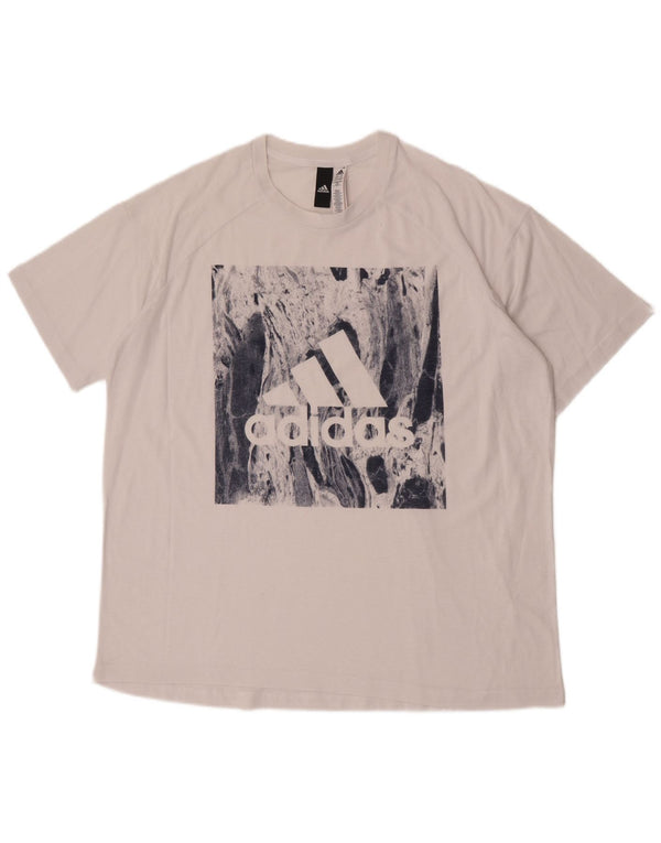 Adidas T-shirt graphique surdimensionné pour femme UK 20/22 XL Blanc Polyester