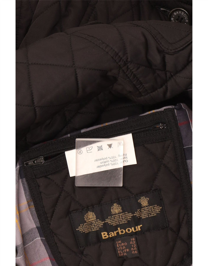 Barbour Veste matelassée à double boutonnage pour femme UK 16 Large Gris Polyester