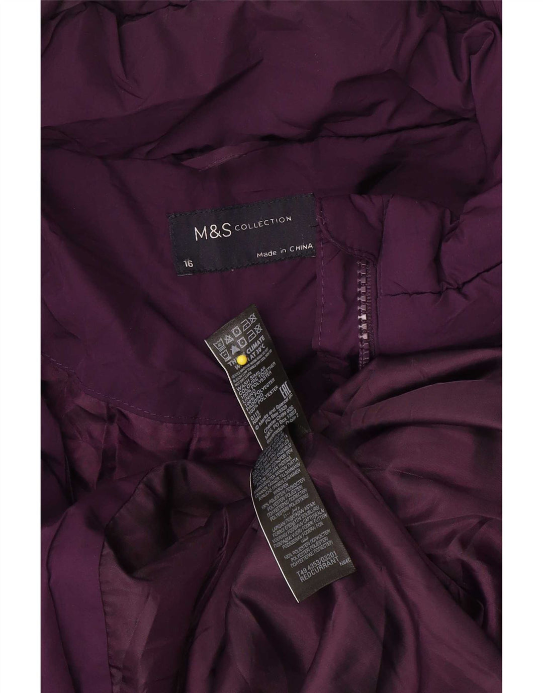 Marks & Spencer Manteau rembourré à capuche pour femme UK 16 Large Violet Polyester