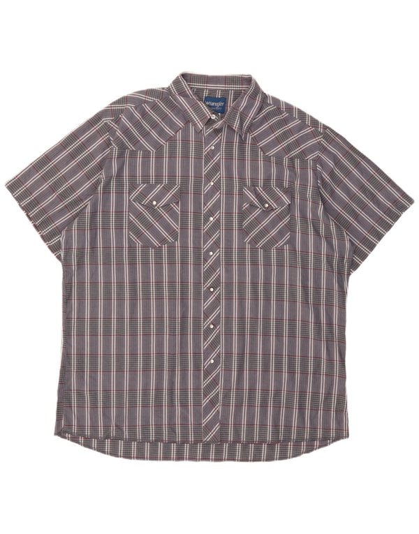 Wrangler Chemise à manches courtes pour homme Gris 2XL en coton à carreaux