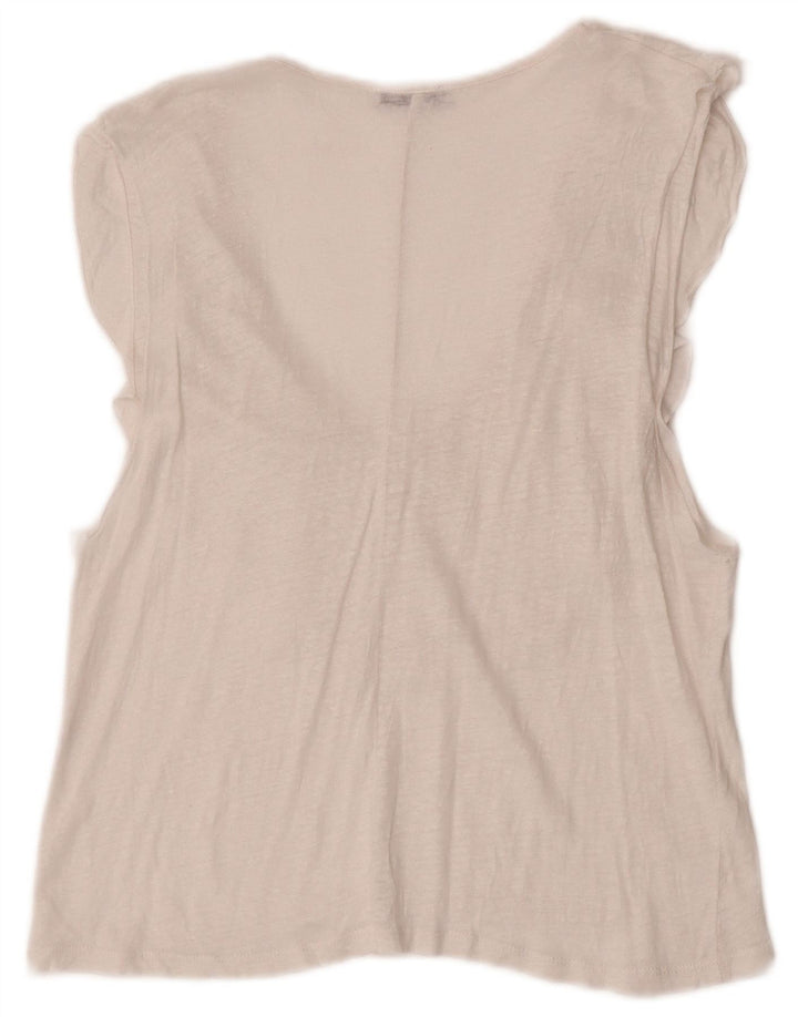 Zara Chemisier sans manches pour femme UK 12 Medium Blanc moucheté