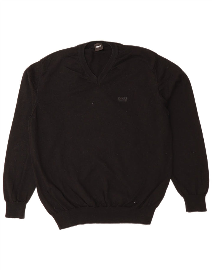 HUGO BOSS Pull Col V Homme Noir Moyen