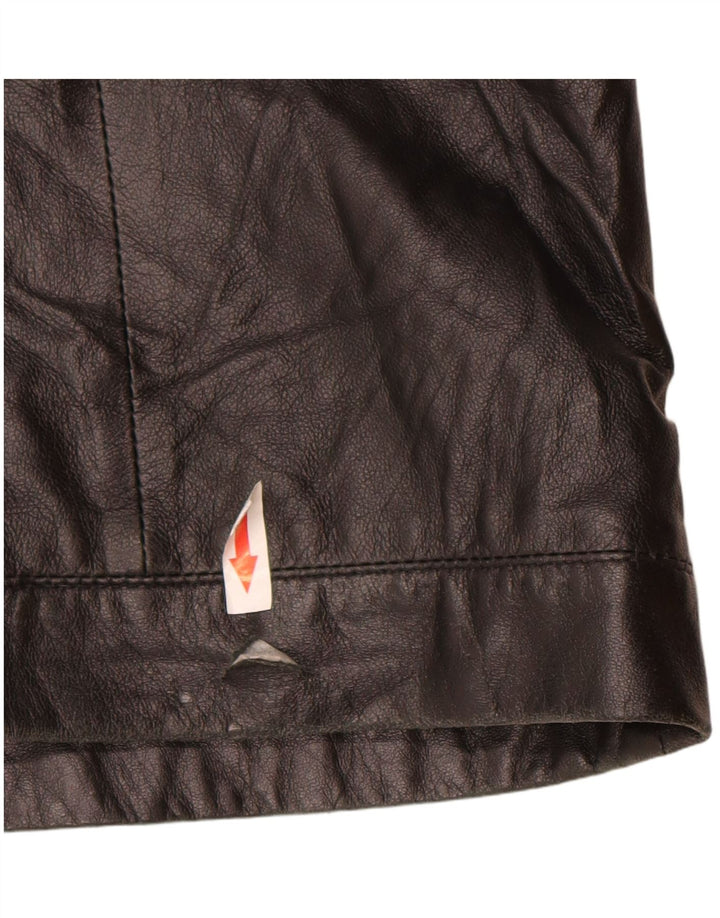 Veste en cuir à capuche femme vintage IT 46 Grand cuir noir