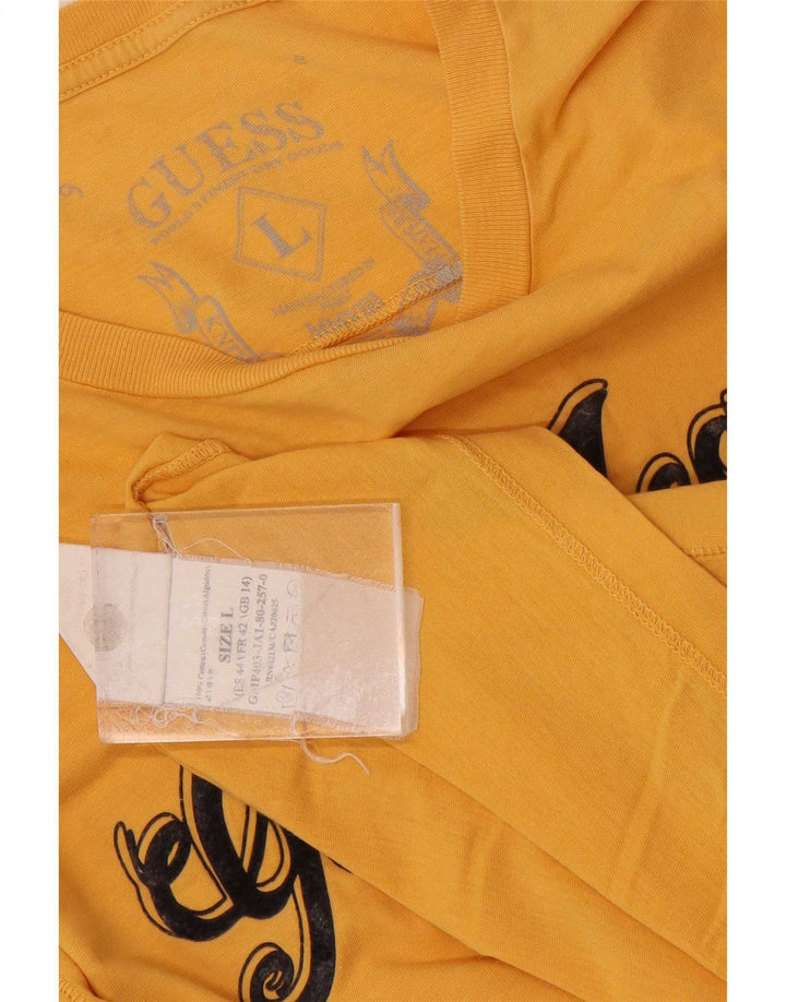 Guess Haut graphique à manches longues pour hommes en coton jaune moyen