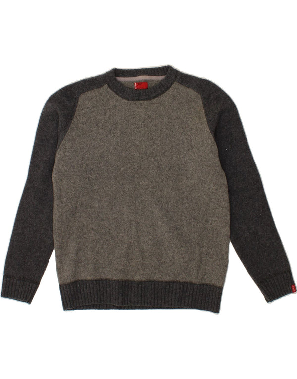 LEVI'S Mens Crew Neck Jumper Sweater Large Grey Colourblock Lambswool