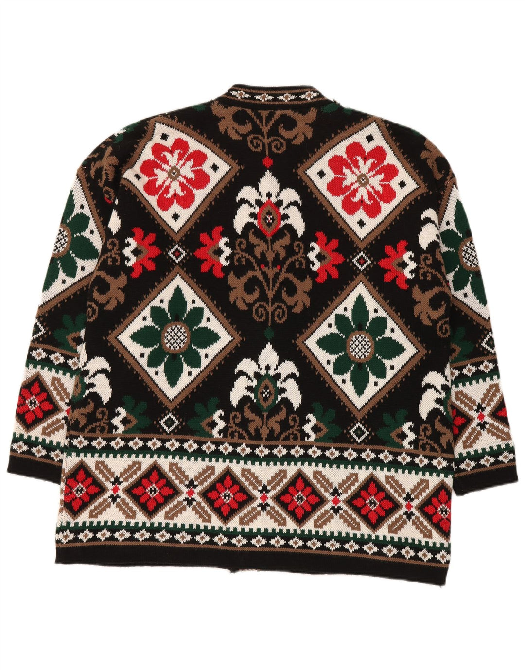 BELLISIMO Pull cardigan surdimensionné pour femme UK 16 Grand Noir Fair Isle
