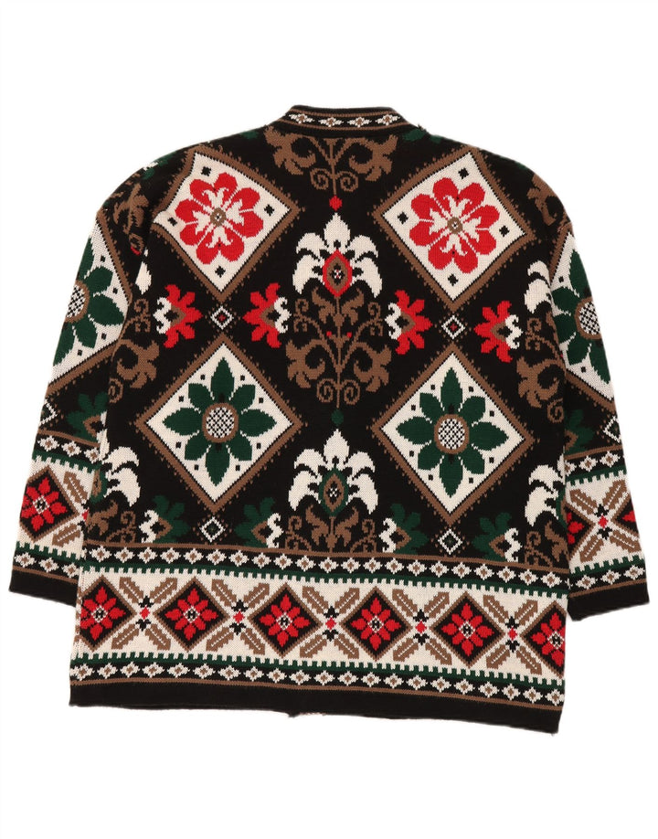 BELLISIMO Pull cardigan surdimensionné pour femme UK 16 Grand Noir Fair Isle