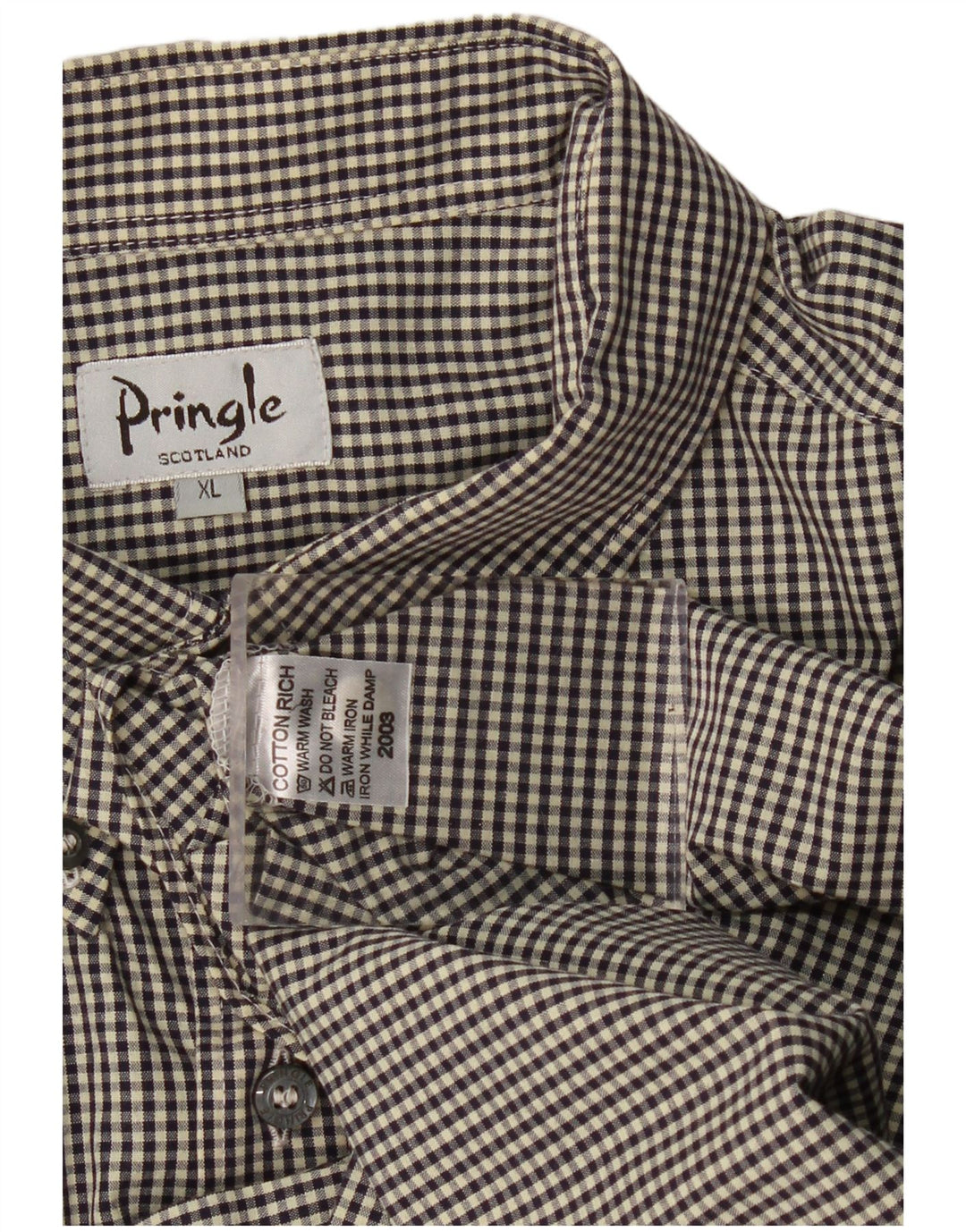 PRINGLE Chemise à manches courtes pour homme XL en coton vichy noir