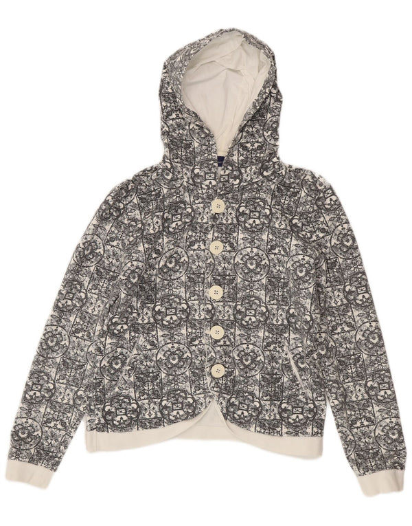 Trussardi Jeans Veste de survêtement à capuche pour femme UK 18 XL Blanc Géométrique