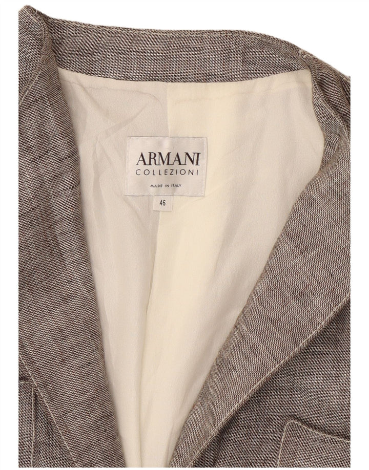 Armani Collezioni Veste Blazer 2 Boutons Femme IT 46 Grand Lin Gris